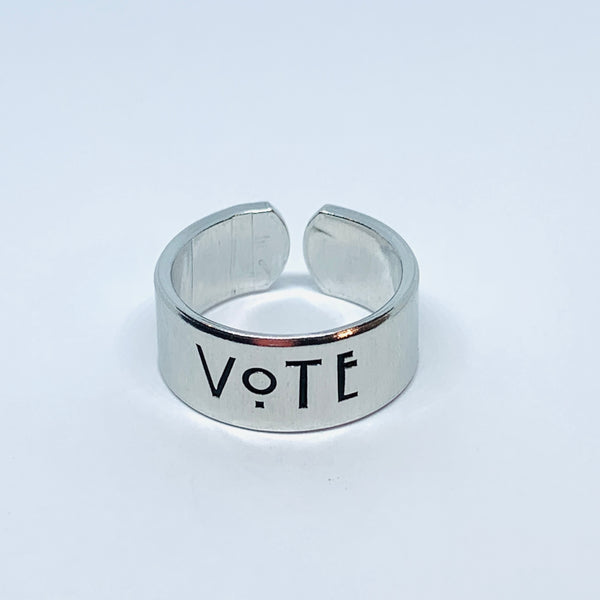 VOTE - Hand Stamped Ring and/or Necklace | Patriot Privilege | Democratic | Voting Rights | Presidential Senatorial