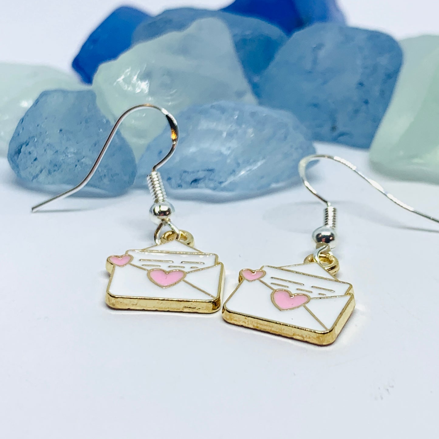 Love Letters Enamel Earrings with Silver Wires and Backs | You’ve Got Mail Earrings | Fun Envelope Earrings