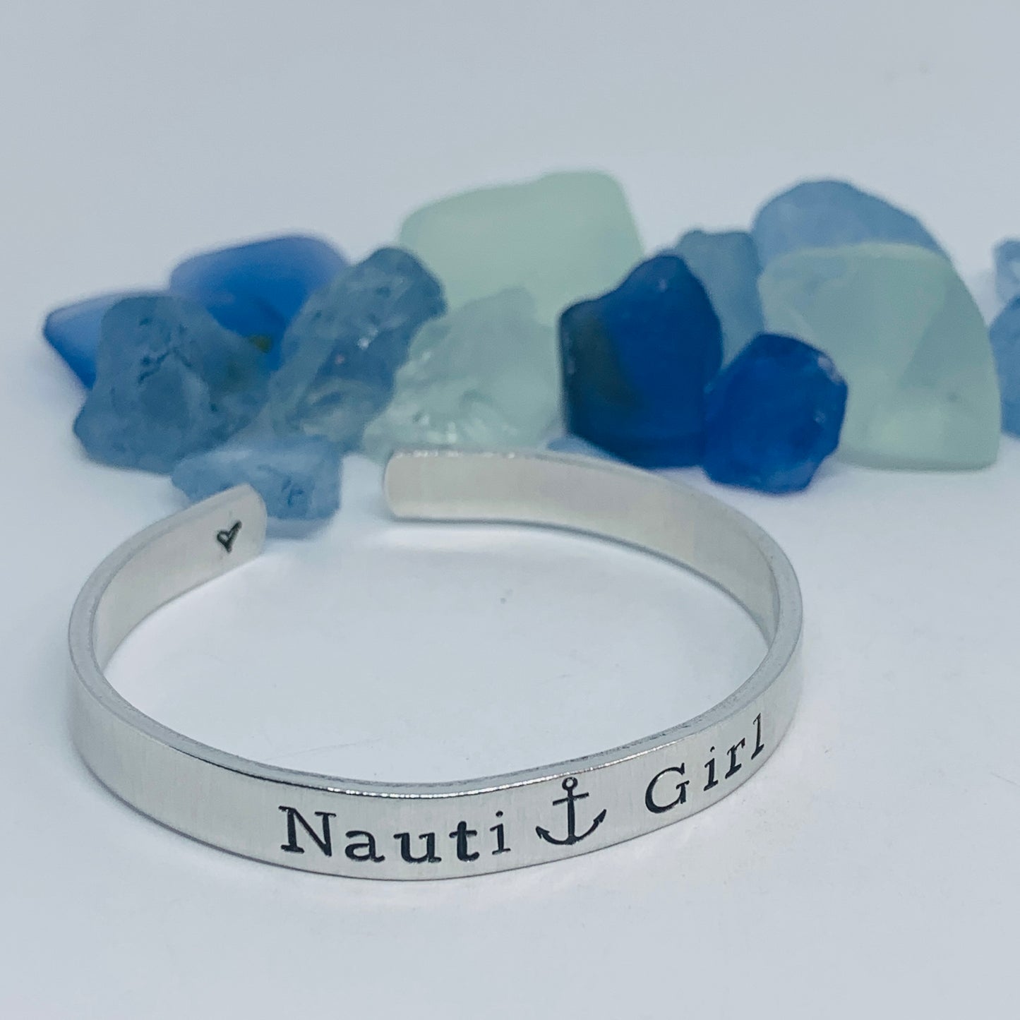 Nauti Girl Hand Stamped Metal Cuff Bracelet | Nautical Jewelry | Anchor