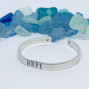 Hope - Hand Stamped Cuff Bracelet | Cancer Awareness | Motivational Jewelry