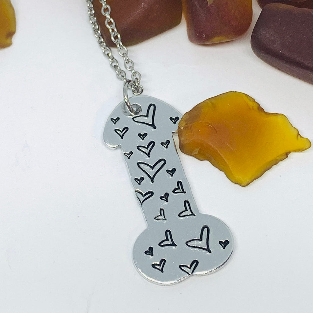 Penis Pendant Necklace - Hand Stamped | Dick Jewelry | Cock | Pot