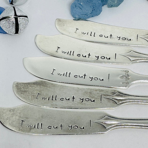 Vintage Silver Plated Hand Stamped Butter Knife | Novelty Knife | Spread Love Stamped Vintage Knife | Cheese Spreader