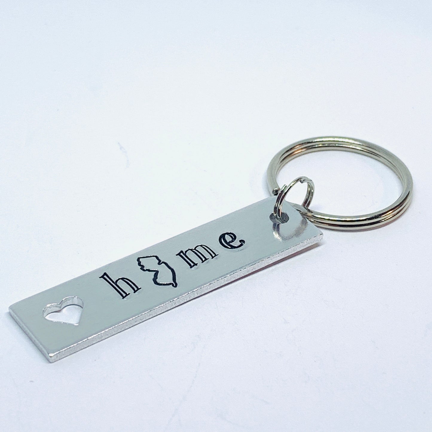 NJ Home - Hand Stamped Key Ring