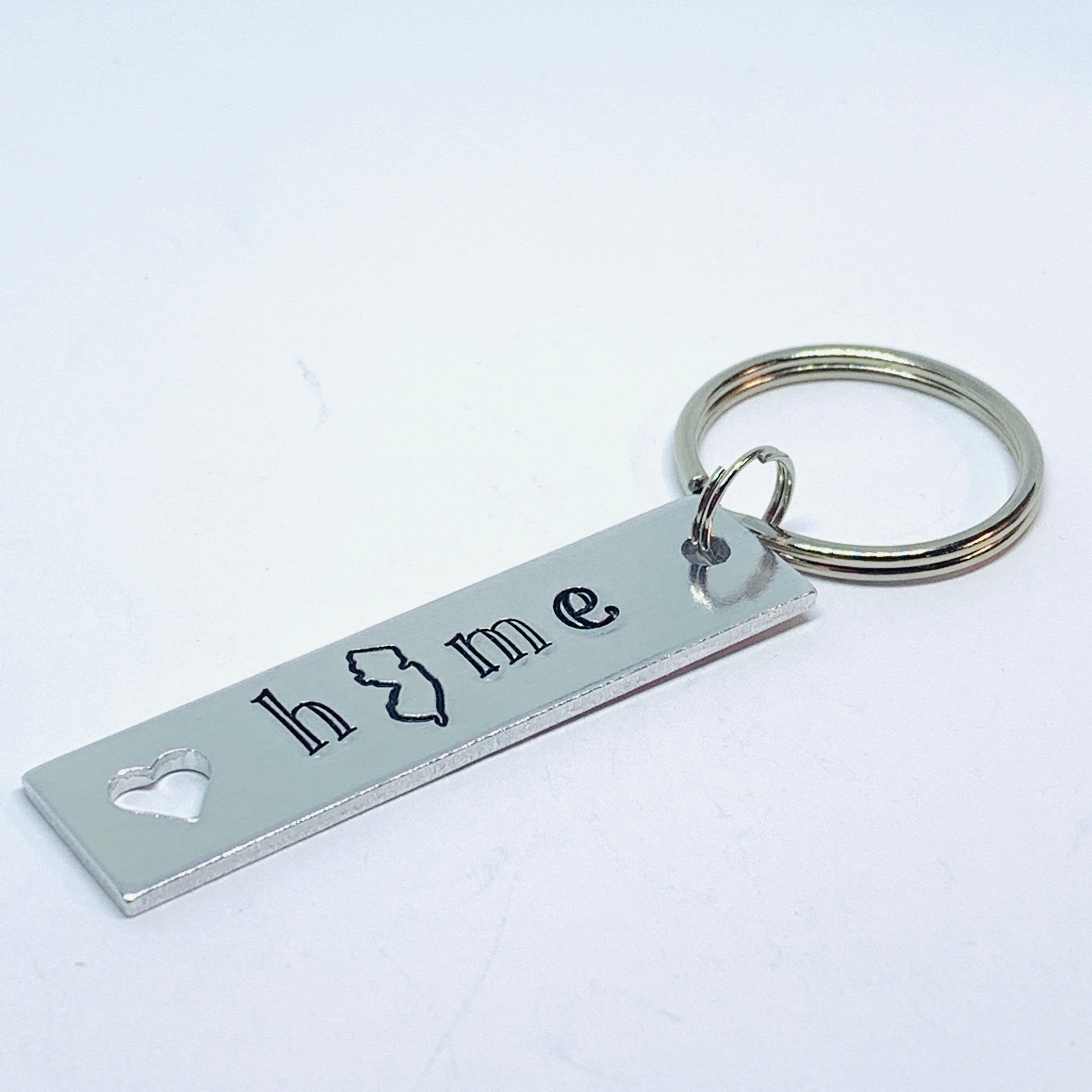 NJ Home - Hand Stamped Key Ring