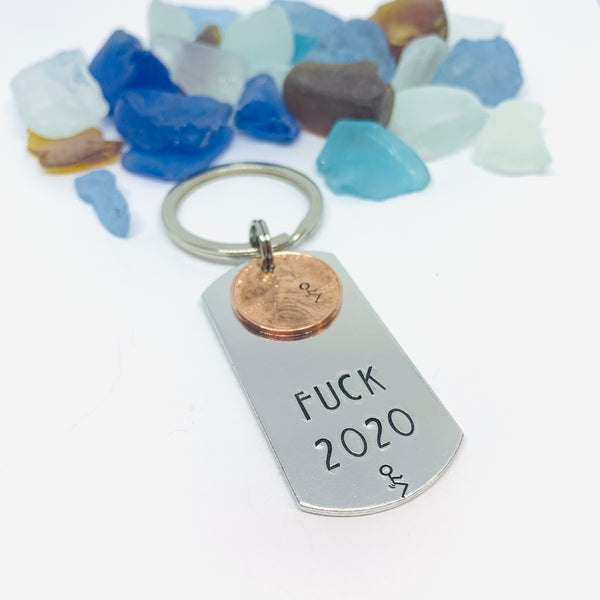 F*ck 2020 with Penny - Hand Stamped Metal Key Ring | Dog Tag 2020 Penny | Humping 2020 Key Chain | Adult Mature